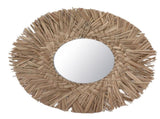 Straw Weaving Wall Mirror Retro Beautiful Woven Wall Hanging Mirror for Dorm Room Decoration Nature V1294-YM0703-3115230038512