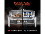 Roll Top Chafing Dish Buffet Complete Set, 9Qt Stainless Steel Chafer with Full Size Pan, Rectangle V952-ZFXQFGK1JTYSNU6QFV0