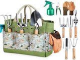 Premium 9-Piece Stainless Steel Garden Tool Set with Durable Storage Tote Bag Heavy Duty Gardening V888-ELOSUNG52195