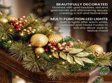 Christabelle 2.74m Deluxe Mountain Pine Christmas Garland Pre Lit Multi Function LED Timer Indo 112_SENDMP274