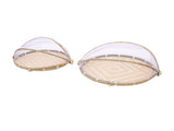2PCS Food Serving Tent Basket Hand Woven Basket Dust Proof Vegetable Fruits Bread Storage with Mesh V1294-YM0901-3111250228711