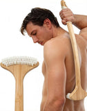 Bamboo Back Scratcher, 22'' Extra Long Curved Handle Reach Back Easily, Wide Brush Head Soft V1258-DP02-C-287