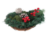 Artificial Christmas Hanging Basket Flocked with Mixeds and White LED Lights Outdoor V1294-YM0523-10320997