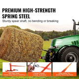 49" Hay Spear, Bale Spears 726kg Loading Capacity, Three-Point Hitch Tractor Attachment with 2pcs V952-TZCZS49INCHSCWHSBV0