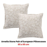 Bianca Pair of Ameila Stone European Pillowcases 65 x 65cm V442-BCA-PILLOWC-AMEILA-STONE-EU