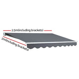 Instahut Retractable Folding Arm Awning Motorised Sunshade 2.5Mx2M Grey AWN-B-ARM-REMOTE-25X20-GREY