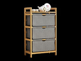 Bamboo Shelf with Storage Hamper Wooden Organiser with 3 Laundry Bags V63-838251