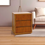 Bedside Table MDF Brown Colour Waveform Design Three Drawers V43-BST-TOBY