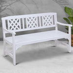 Gardeon Outdoor Garden Bench Wooden Chair 3 Seat Patio Furniture Lounge White ODF-BENCH-3SEAT-WH-AB