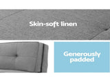 Artiss Floor Lounge Single Sofa Bed Grey Fabric FLOOR-SBL-19LIN-LI-GY