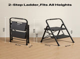 2 Step Ladder, Folding Step Stool with Wide Anti-Slip Pedal and Comfort Handgrip, Lightweight 272 kg V952-YGTTLBWGJPDS7RBCC001V0