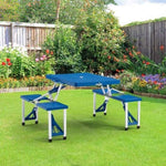 Foldable Lightweight 4-seater Camping Table Set - Blue V196-FCT001