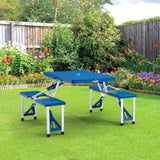 Foldable Lightweight 4-seater Camping Table Set - Blue V196-FCT001