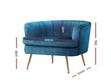 Artiss Armchair Velvet Blue Norvia UPHO-C-ARM-5108-NA