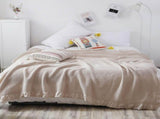 Cotton Waffle Blanket - Beige Textured Throw 110x160cm for Sofa, Office and Travel Use V888-ELOSUNG54959-7