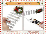 2Pcs Christmas Village Decorative Fences Garden Accessories, Christmas Decorative Picket Fence with V1192-AZ-W-18023