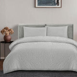 Ardor Rowe Grey Textured Seersucker Quilt Cover Set King V442-INT-QUILTCS-ROWE-GREY-KI