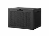 Gardeon Outdoor Storage Box 118L Container Lockable Garden Toy Tool Rattan-Texture Black OSB-RAT-118L-BK