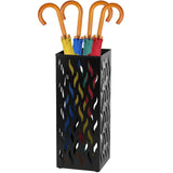 Rectangular Black Metal Umbrella Stand Holder - Space-Saving Design, 16.5x16.5x42cm V178-59216