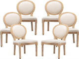 AADEN 6x Linen Dining Chairs with Solid Wood Legs- Beige V226-SW1845BG-3