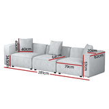 Artiss Modular Sofa Chaise Set 3-Seater Grey SBED-E-FA-02-3S-GY