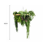 Gold Framed Roof Hanging Disc with Draping Life-Like Plants UV Resistant 60cm V637-DP88001G