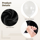 Black Bow Balloon Arch Kit, Pearl White Balloons with Extra Large Satin Ribbon, Birthday Wedding V1369-AZ3-W-08676