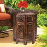 Scilla Rubber Wood Timber Round 45cm Side Table - Burnt Natural V315-WOTB-002-B