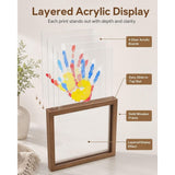 Wooden Transparent Handprint Frame DIY Craft Keepsake Kit Acrylic Boards Paint Pens Shadow Box V1366-AZ2-W-11138