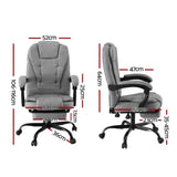 Artiss Office Chair Executive Fabric Seat Racing Computer Desk Chairs Footrest OCHAIR-L-1109SJ-GY