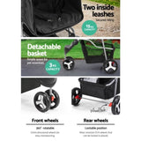 i.Pet Pet Stroller Dog Pram Cat Carrier Large Travel Pushchair Foldable 3 Wheels PET-STROLLER-3WL-BK