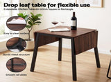 Artiss Dining Table and Chairs Set 5pcs with Extendable 60-120cm Drop-Leaf Table Brown DSET-D-BH07-BR-AB