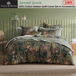 Logan & Mason Zawadi Green 250TC 100% Cotton Sateen Quilt Cover Set Queen V442-LED-QUILTCS-ZAWADI-GREEN-QS