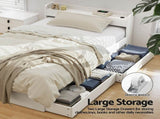 Artiss Bed Frame King Single Size with Charging Ports and 2 Drawers AURA WBED-F-AURA-KS-WH-AB