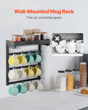 VEVOR Coffee Mug Holder Wall Mounted w/ 12 Movable Hooks and Top Shelf Cup Rack V952-GSMKBGJBGSJSZUHL7V0