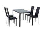 5PC Indoor Dining Table and Chairs Dinner Set Glass Leather Kitchen-Black V264-DNT-401S-BLK-1M-DNC-404S-BLK-04