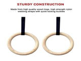 235mm Wooden Gymnastic Rings Olympic Gym Strength Training & Fitness V63-822581