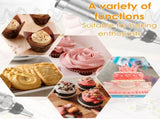 Cake Decorating Syringe Set, Stainless Steel Icing Dispenser with 6 Nozzles 3 Scrapers, Black V1188-MS-721-207