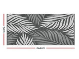 Gardeon Outdoor Rugs 152x244cm Large Carpet Reversible Area Mat PP Dual-Sided Patio Rug Leaf OR-5X8FT-LEAF-GY