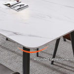 120x60cm Glossy White Minimalist Slate Kitchen Dining Table Marble Lunch Dinner Table Solid Metal V255-120GLOSSYWTABLE