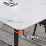 120x60cm Glossy White Minimalist Slate Kitchen Dining Table Marble Lunch Dinner Table Solid Metal V255-120GLOSSYWTABLE