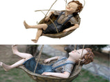 Swing Statue Tree Hanging Ornament Sleeping Boy Look Swinging Figurine Sculpture Decor for Outdoor V1294-YM0901-3111240162011