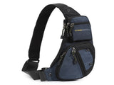 Black And Blue Men's Vintage Chest Bag -Multi-functional Waterproof Crossbody Sling Bag for Outdoor V888-ELOSUNG17225