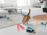 Interactive Electric Cat Teaser Toy with Remote Control, Feather Attachment, and Simulated Mouse V1341-ZY-2WBJPBNC-BLUE