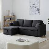 Multifunctional Sofa Bed Fabric Upholstery Chaise Section Comfy Cushions Armrests V43-SOF-SWK-BL