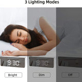 LED Mirror Desk Clock with Snooze Function & Temperature Digital Alarm Clock, Large LED V1106-ZMNZLED001