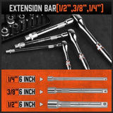 Mini Ratchet Spanner 1/2 3/8 1/4 Drive 90 Tooth Extension Bar Workshop With Bag V465-81019
