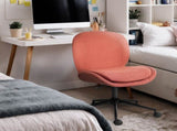 Office Desk Chair - Linen Fabric Armless Swivel Study Seat OVOID EARTHY RED V274-FT-VOC-003BK-RD