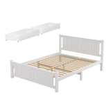 Artiss Bed Frame Double Size Wooden Platform with 2 Storage Drawers White RIO WBED-D-004D-137-DRAW