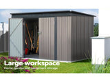 Giantz Garden Shed 2.31x1.31M Sheds Outdoor Storage Tool Metal Workshop Shelter Double Door SHED-FLAT-4X8-BR-ABC